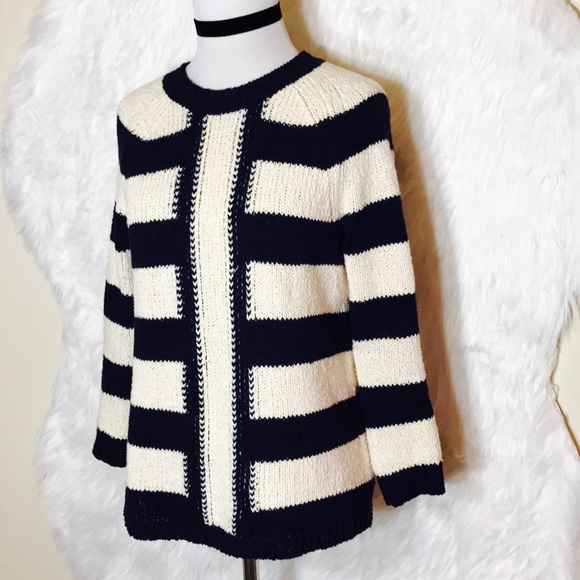 J.Crew Navy Blue/ White Mixed Striped Sweater - Picture 3 of 7